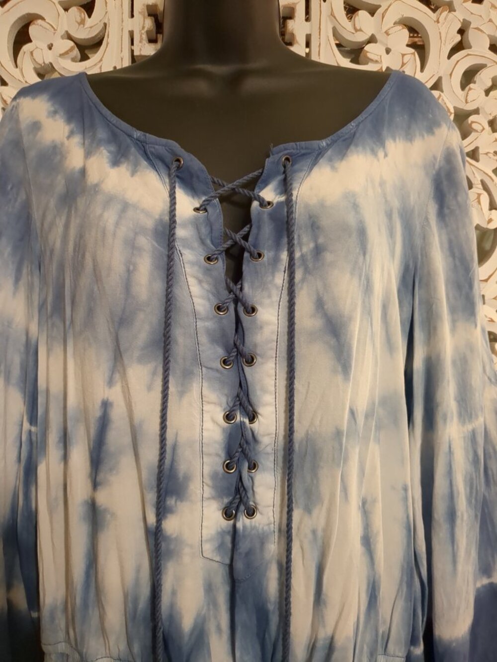 L π ππ Boho Long Sleeve Tie Dye Romper Shorts - Picture 2 of 16